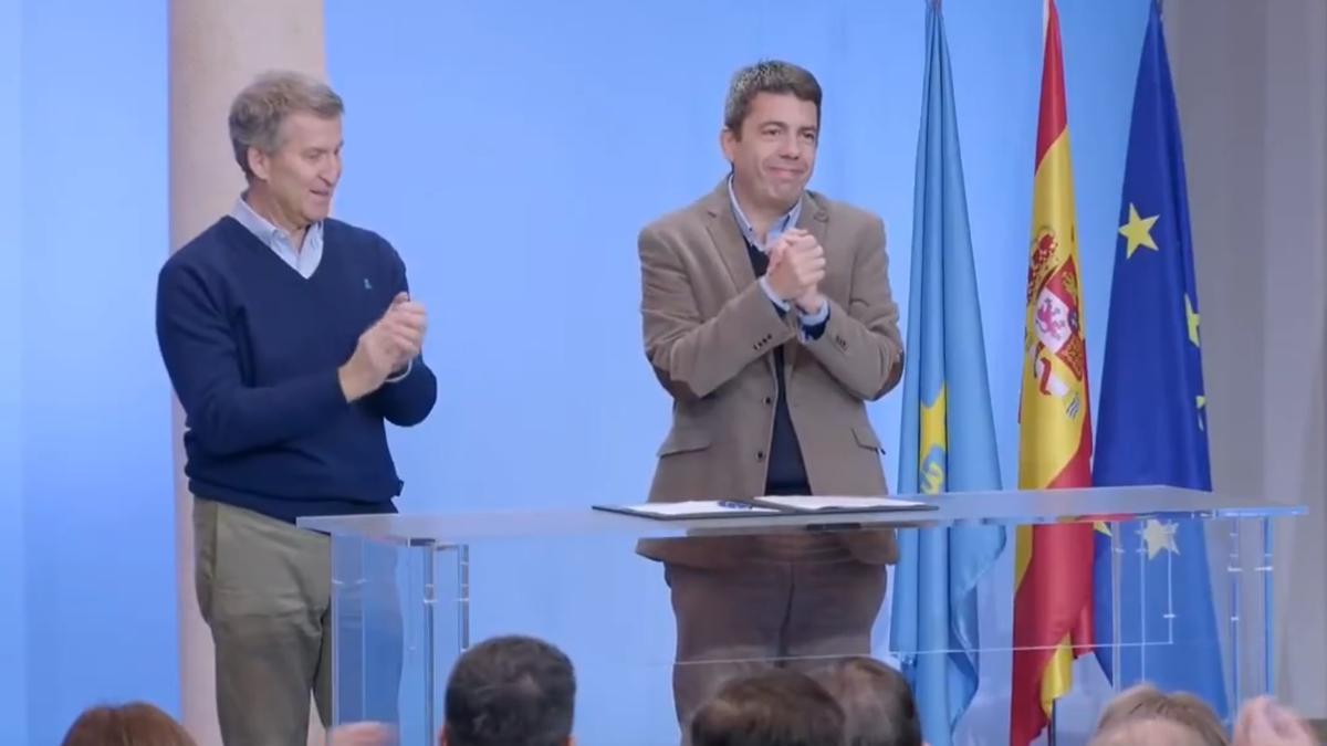 Mazón recibe una larga ovación de los ‘barones’ del PP en la cumbre de Asturias