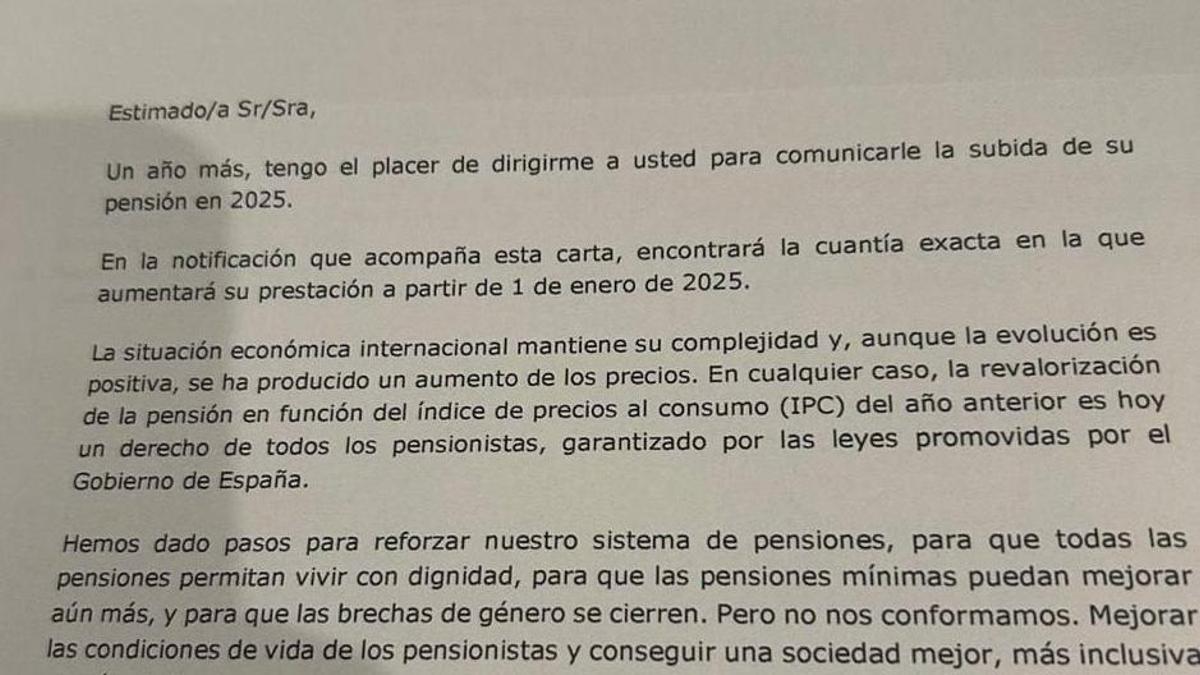 La carta que están recibiendo millones de jubilados con la subida de las pensiones que ha tumbado el Congreso